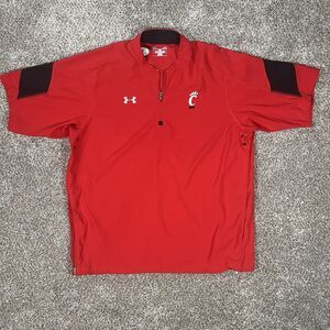 Under Armour University Of Cincinnati Quarter Zip Cage Jacket Shirt Large Red